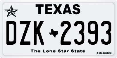 TX license plate DZK2393