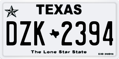 TX license plate DZK2394