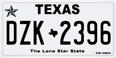 TX license plate DZK2396