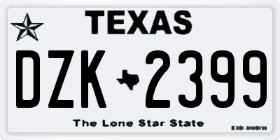 TX license plate DZK2399