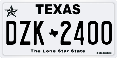 TX license plate DZK2400