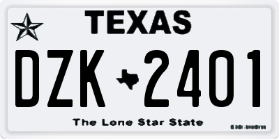 TX license plate DZK2401