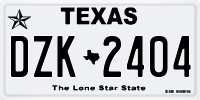TX license plate DZK2404