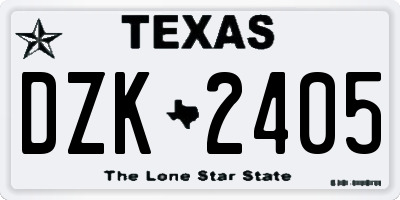 TX license plate DZK2405