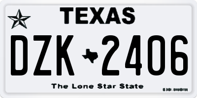 TX license plate DZK2406