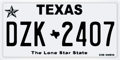 TX license plate DZK2407