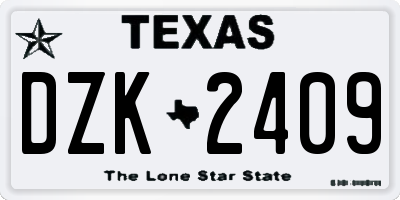 TX license plate DZK2409