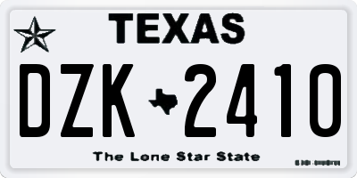 TX license plate DZK2410