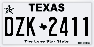 TX license plate DZK2411