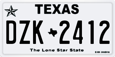 TX license plate DZK2412