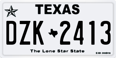TX license plate DZK2413