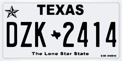TX license plate DZK2414