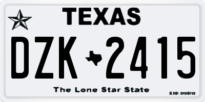TX license plate DZK2415