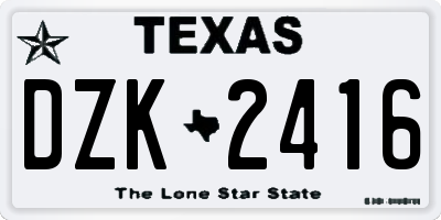 TX license plate DZK2416