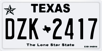TX license plate DZK2417