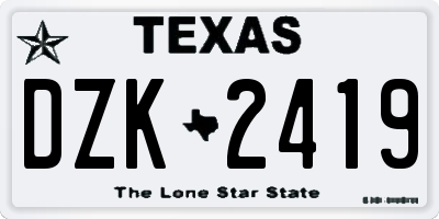 TX license plate DZK2419
