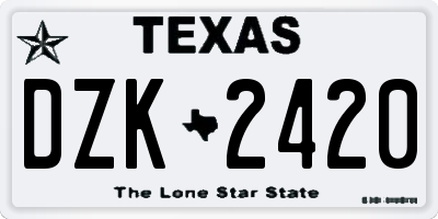 TX license plate DZK2420