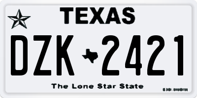 TX license plate DZK2421