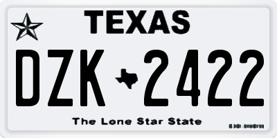 TX license plate DZK2422