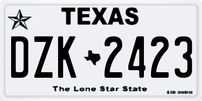TX license plate DZK2423