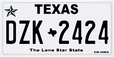 TX license plate DZK2424