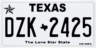 TX license plate DZK2425