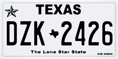TX license plate DZK2426