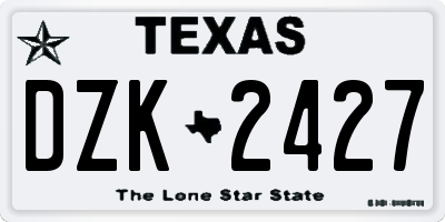 TX license plate DZK2427