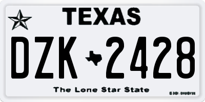 TX license plate DZK2428