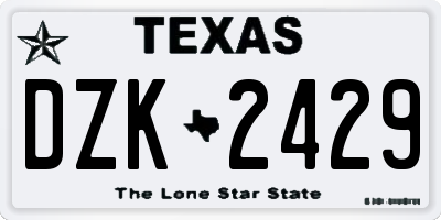 TX license plate DZK2429