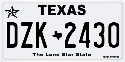 TX license plate DZK2430