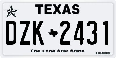 TX license plate DZK2431