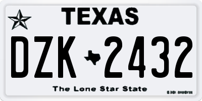 TX license plate DZK2432