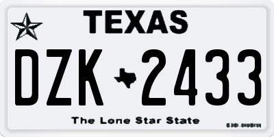 TX license plate DZK2433