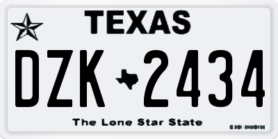 TX license plate DZK2434