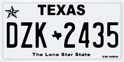 TX license plate DZK2435