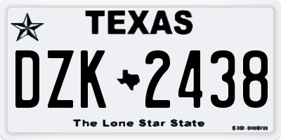 TX license plate DZK2438