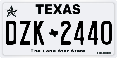 TX license plate DZK2440