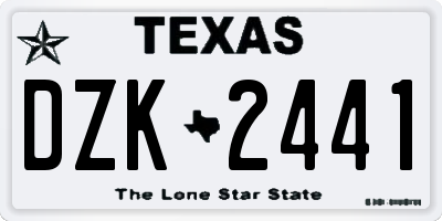 TX license plate DZK2441
