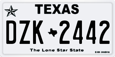 TX license plate DZK2442