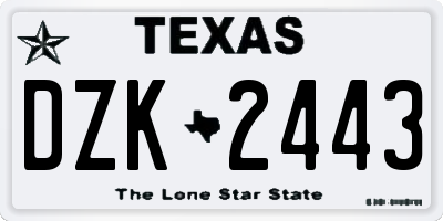 TX license plate DZK2443