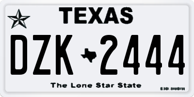 TX license plate DZK2444