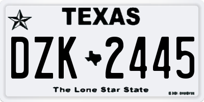 TX license plate DZK2445