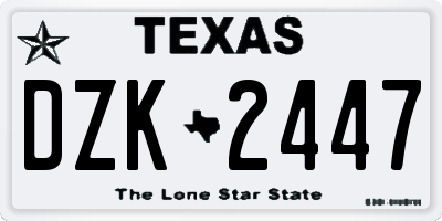 TX license plate DZK2447