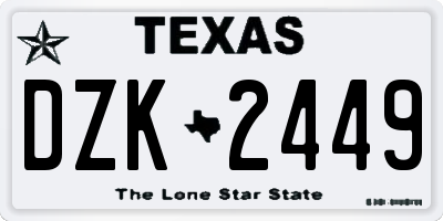 TX license plate DZK2449
