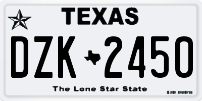 TX license plate DZK2450