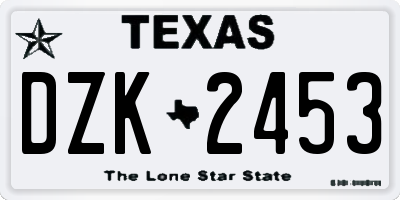 TX license plate DZK2453