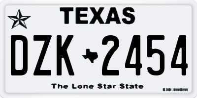TX license plate DZK2454
