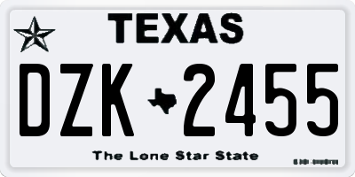 TX license plate DZK2455