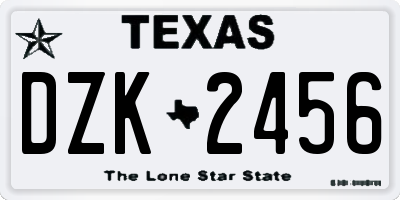 TX license plate DZK2456